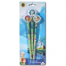 Creioane Disney Frozen set 3 cu radiera